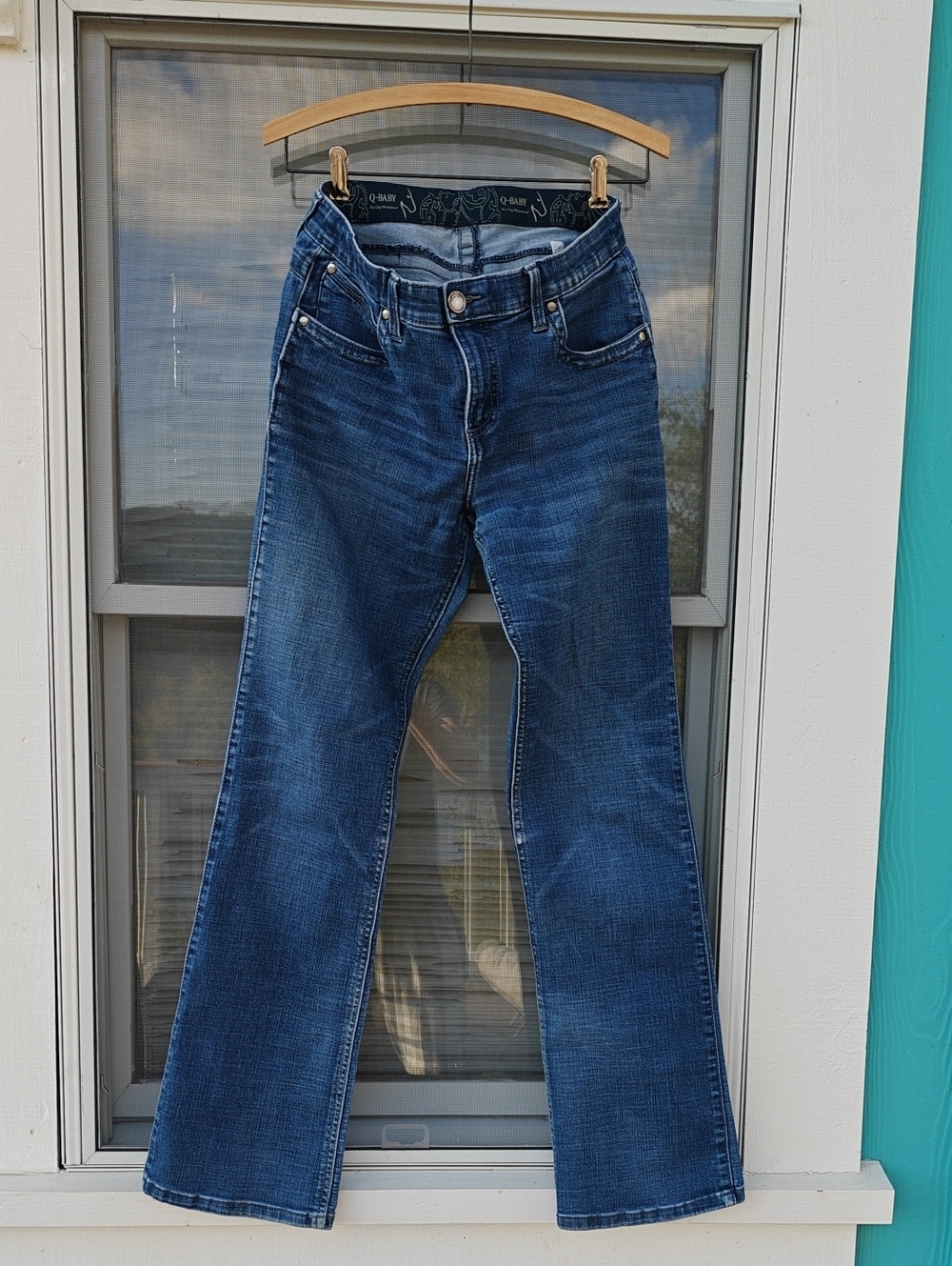 Wrangler Women's Dark Blue Flare Jeans Size 6